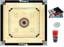 Trex Full size 32 inches with Wooden Coins Stricker & Powder 81.28 cm Carrom Board (Multicolor)