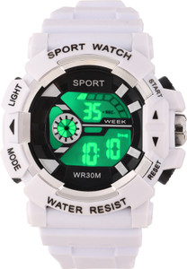 trex s-shock durable mud resistance stop watch alarm unique white color digital watch  - for men  women sport unique as you white digital display led light durable