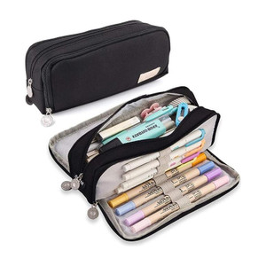 trexee large capacity pencil pouch with 3 compartment stationery oxford pencil case college high school supplies cute pen pouch korean bag stationery bag art canvas pencil box