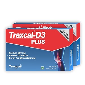 trexgen trexcal-d3 plus the advanced calcium 500 mg vitamin d3 amp boron 3 mg as glycinate advanced bone hair skin heart joint health tablets 30 tablets pack of 2