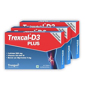 trexgen trexcal-d3 plus the advanced calcium 500 mg vitamin d3 amp boron 3 mg as glycinate advanced bone hair skin heart joint health tablets 30 tablets pack of 3