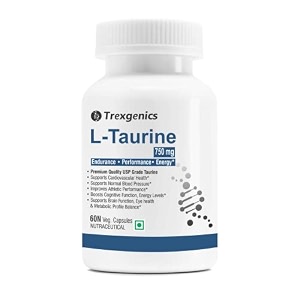 trexgenics l-taurine 750 mg nervous system energy heart cardiovascular system brain eye health support 60 vcaps pack of 1