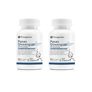trexgenics panax redkorean ginseng 20 ginesenosides 500mg premium with bio-enhancer piperine 5mg adaptogen immunity energy cognitive function60 vcaps 2