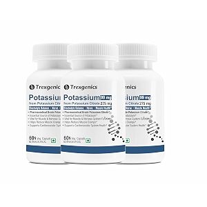 trexgenics potassium citrate k 99 310 mg electrolyte balance nerve amp muscle health vegan amp non-gmo 60 vcaps pack of 3
