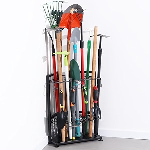 triangle yard tool organizercorner rack for garage storage organizationfree standing garden tool holdersolid metal