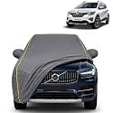 Triber 100% Waterproof Car Cover | Dustproof Sun Protection Cover | Soft Cotton Lining | Triple Stitched | Mirror Pocket | Antenna Pocket | All Weather Body Cover (Grey with Yellow Piping)