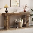 Tribesigns 63-Inch Long Console Table, Wooden Rectangular Sofa Table Behind The Couch, Farmhouse Entryway Table for Entrance, Hallway, Living Room (Dark Walnut (63"))