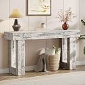 Tribesigns 63-Inch Long Console Table, Wooden Rectangular Sofa Table Behind The Couch, Farmhouse Entryway Table for Entrance, Hallway, Living Room (Distressed White)