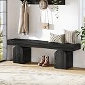 Tribesigns Entryway Bench, 59" Long Black Shoe Bench with Arched Bases, Wooden Indoor Bench for Entry Way, Living Room, Bedroom
