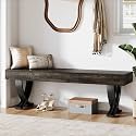 Tribesigns Entryway Shoe Bench, 55-Inch Wooden Shoe Bench with Metal X-Shaped Legs, Industrial Long End of Bed Stool with Seating for Living Room, Bedroom, Hallway, Porch (Oak & Black)