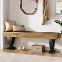 Tribesigns Entryway Shoe Bench, 55-Inch Wooden Shoe Bench with Metal X-Shaped Legs, Industrial Long End of Bed Stool with Seating for Bedroom, Living Room, Hallway, Porch