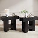 Tribesigns Farmhous End Table, 2-Tier Narrow Side Table with Storage Shelf for Living Room, Rustic Wooden Sofa Side Tables and Nightstand for Bedroom, Living Room, Apartment (2, Black)