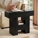 Tribesigns Farmhous End Table, 2-Tier Narrow Side Table with Storage Shelf for Living Room, Rustic Wooden Sofa Side Tables and Nightstand for Bedroom, Living Room, Apartment (1, Black)