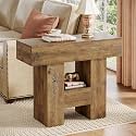 Tribesigns Farmhous End Table, 2-Tier Narrow Side Table with Storage Shelf for Living Room, Rustic Wooden Sofa Side Tables and Nightstand for Bedroom, Living Room, Apartment, Brown