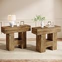 Tribesigns Farmhous End Table Set of 2, 2-Tier Narrow Side Table with Storage Shelf for Living Room, Rustic Wooden Sofa Side Tables and Nightstand for Bedroom, Living Room, Apartment, Brown