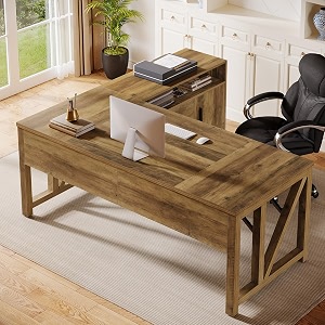 Tribesigns L Shaped Desk with Drawer Cabinet