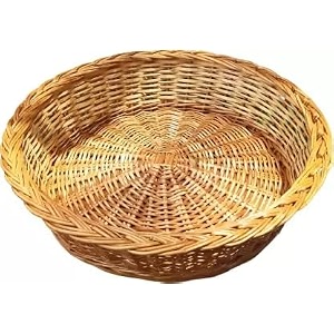 tribhu 10 inch bamboo basket for gift decoration pack of 1  multipurpose  rustic traditional wooden round basket in brown for living room decoration