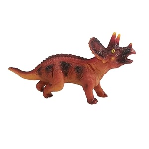 triceratops dinosaur toy with sound  20 cm red-brown dino figure with 3 horns  realistic prehistoric animal toy with piku piku music  collectible pack-of-1