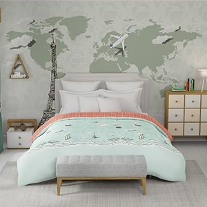 trident bedsheet set - juniors bedsheet collection 100 cotton bedsheet for single bed 1 single size bedsheet 1 pillow covers amp 1 cushion cover superior softness 144 tc-planetarium