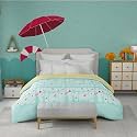 Trident bedsheet Set - Juniors Bedsheet Collection, 100% Cotton, Bedsheet for Double Bed (1 Queen Size Bedsheet, 2 Pillow Covers &amp; 2 Cushion Cover) Superior Softness, 144 TC-Pool Party