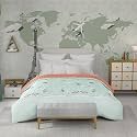 Trident bedsheet Set - Juniors Bedsheet Collection, 100% Cotton, Bedsheet for Single Bed (1 Single Size Bedsheet, 1 Pillow Covers &amp; 1 Cushion Cover) Superior Softness, 144 TC-Atlas