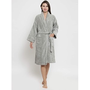 trident classic living 100 cotton shawl collar bathrobe dressing gown super soft absorbent - perfect for shower spa hotel robe vacation silver grey lxl