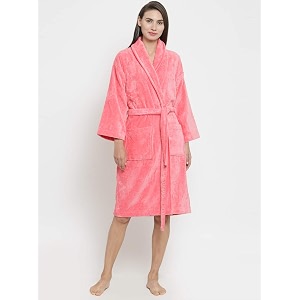 trident classic living 100 cotton shawl collar bathrobe dressing gown super soft absorbent - perfect for gym shower spa hotel robe strawberry pink lxl