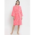 Trident Classic Living 100% Cotton Shawl Collar Bathrobe, Dressing Gown, Super Soft, Absorbent - Perfect for Gym, Shower, Spa, Hotel Robe, (Strawberry Pink, L/XL)