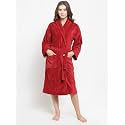 Trident Comfort Living Bathrobe Soft Velour 100% Cotton Unisex 380 GSM | Dressing Gown | Super Soft | Absorbent - Perfect for Gym | Shower | Spa | Vacation, size- Medium ; Color - Rio Red