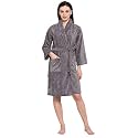 TRIDENT Soft Comfort 100% Cotton Shawl Collar Bathrobe, Dressing Gown for women, Super Soft, Absorbent-Perfect for Shower, Spa, Hotel Robe, (Charcoal, Medium)