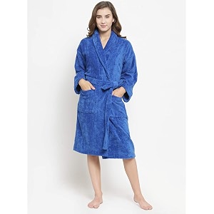 trident comfort living premium 100 cotton unisex bathrobe 380 gsm  dressing gown  super soft  absorbent-perfect for gym  shower spa  hotel robe  vacation size- medium color - turkish sea