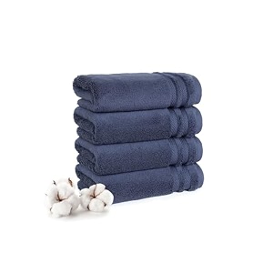 trident nectarsoft hand towels 100 cotton towels zero twist yarn 4 hand towel set luxurious soft extra absorbent 625 gsm navy