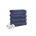 TRIDENT Nectarsoft Hand Towels, 100% Cotton Towels, Zero Twist Yarn, 4 Hand Towel Set, Luxurious Soft, Extra Absorbent, 625 GSM, Navy