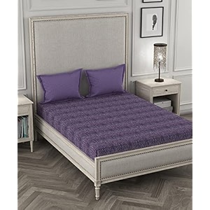 trident bedsheet set - aroma collection 100 cotton double bed 1 king size bedsheet 274cm x 274cm with 2 pillow covers 46cm x 69cm 144 thread count strawberry fragrance