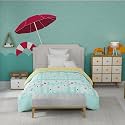 Trident Single Size Comforter Blanket, 144 Thread Count, 100% Cotton Shell with 150 GSM Polyfill, Single Bed Comforter Blanket, Junior's Comforter Collection-Pool Party