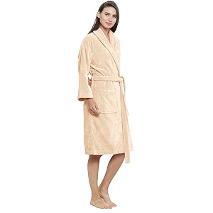 trident soft comfort 100 cotton shawl collar bathrobe blessing gown super soft absorbent-perfect for gym shower spa hotel robe vacation bleached sand medium