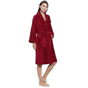 mytrident trident soft comfort 100 cotton shawl collar bathroberasssing gownsuper softabsorbent-perfect for gymshowerspahotel robevacationraspberry redlarge