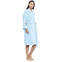 Trident Soft Comfort 100% Cotton Shawl Collar Bathrobe, Purssing Gown, Super Soft, Absorbent-Perfect for Gym, Shower, Spa, Hotel Robe, Vacation (Pure Aqua, Medium)