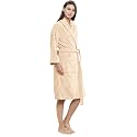 Trident Soft Comfort 100% Cotton Shawl Collar Bathrobe, Blessing Gown, Super Soft, Absorbent-Perfect for Gym, Shower, Spa, Hotel Robe, Vacation (Bleached Sand, Large)