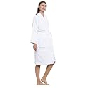 Trident Soft Comfort 100% Cotton Shawl Collar Bathrobe, Dressing Gown, Super Soft, Absorbent-Perfect for Gym, Shower, Spa, Hotel Robe, Vacation (Dream White, Large)
