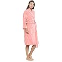Trident Soft Comfort 100% Cotton Shawl Collar Bathrobe, Tenssing Gown, Super Soft, Absorbent-Perfect for Gym, Shower, Spa, Hotel Robe, Vacation (Tender Peach, Large)