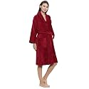 MYTRIDENT Trident Soft Comfort 100% Cotton Shawl Collar Bathrobe,Rasssing Gown,Super Soft,Absorbent-Perfect For Gym,Shower,Spa,Hotel Robe,Vacation(Raspberry Red,Large)