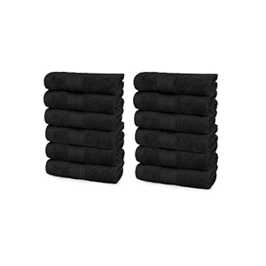 trident soft comfort air rich 100 cotton towel for face 500 gsm highly absorbent towels for menwomen 12pc face towel set 305 cm x 305 cm black
