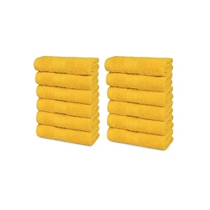 trident soft comfort air rich 100 cotton towel for face 500 gsm highly absorbent towels for menwomen 12pc face towel set 305 cm x 305 cm mustard yellow