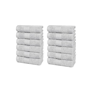trident soft comfort air rich 100 cotton towel for face 500 gsm highly absorbent towels for menwomen 12pc face towel set 305 cm x 305 cm silver
