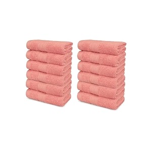trident soft comfort air rich 100 cotton towel for face 500 gsm highly absorbent towels for menwomen 12pc face towel set 305 cm x 305 cm coral