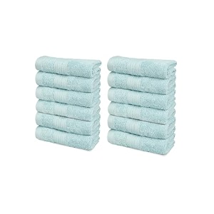 trident soft comfort air rich 100 cotton towel for face 500 gsm highly absorbent towels for menwomen 12pc face towel set 305 cm x 305 cm nile blue