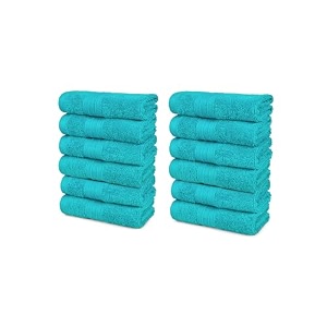 trident soft comfort air rich 100 cotton towel for face 500 gsm highly absorbent towels for menwomen 12pc face towel set 305 cm x 305 cm teal
