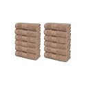 Trident Soft Comfort Air Rich 100% Cotton Towel for Face, 500 GSM Highly Absorbent Towels for Men/Women, 12Pc Face Towel Set (30.5 cm X 30.5 cm), Acorn