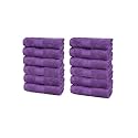 Trident Soft Comfort Air Rich 100% Cotton Towel for Face, 500 GSM Highly Absorbent Towels for Men/Women, 12Pc Face Towel Set (30.5 cm X 30.5 cm), Plum